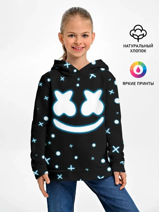 Детское худи с принтом «Marshmello — MARSHMELLO NEON»