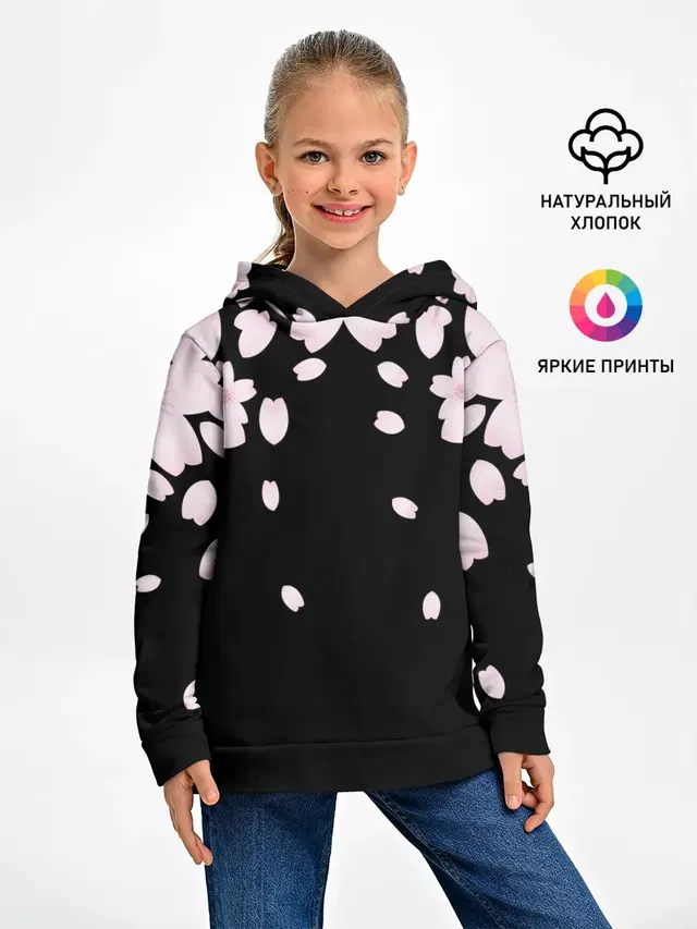 Детское худи с принтом «Цветы — САКУРА — SAKURA»