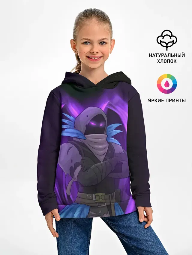 Детское худи с принтом «Фортнайт — Raven»