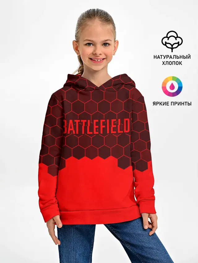 Детское худи с принтом «Battlefield 2042 - Hexagon»