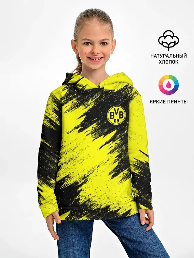 Детское худи с принтом «Grunge pattern — FC Borussia Dortmund»