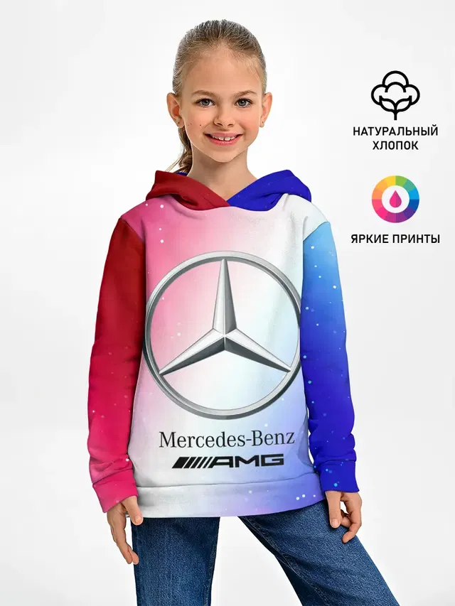 Детское худи с принтом «Merсedes — MERCEDES — МЕРСЕДЕС»