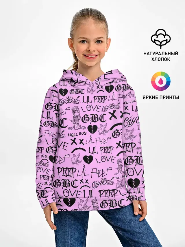 Детское худи с принтом «Lil Peep — LIL PEEP LOGOBOMBING»