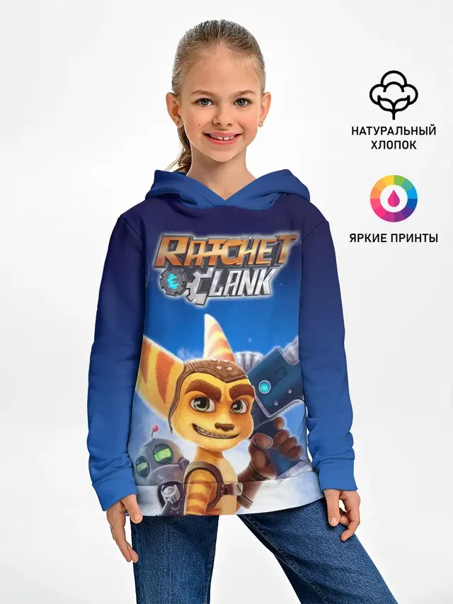 Детское худи с принтом «Ratchet & Clank — Рэтчет и Кланr»