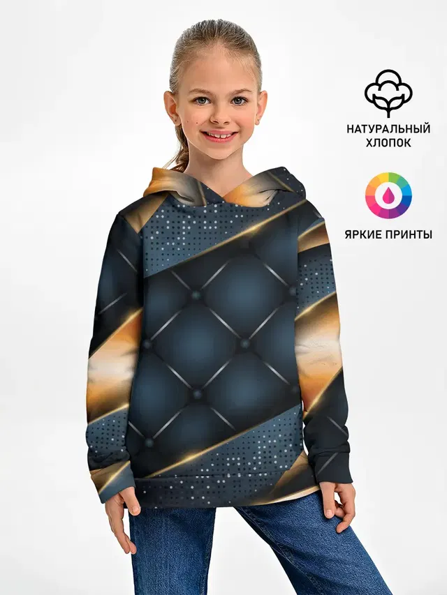 Детское худи с принтом «Текстуры — 3D VIP GOLD CORNERS»