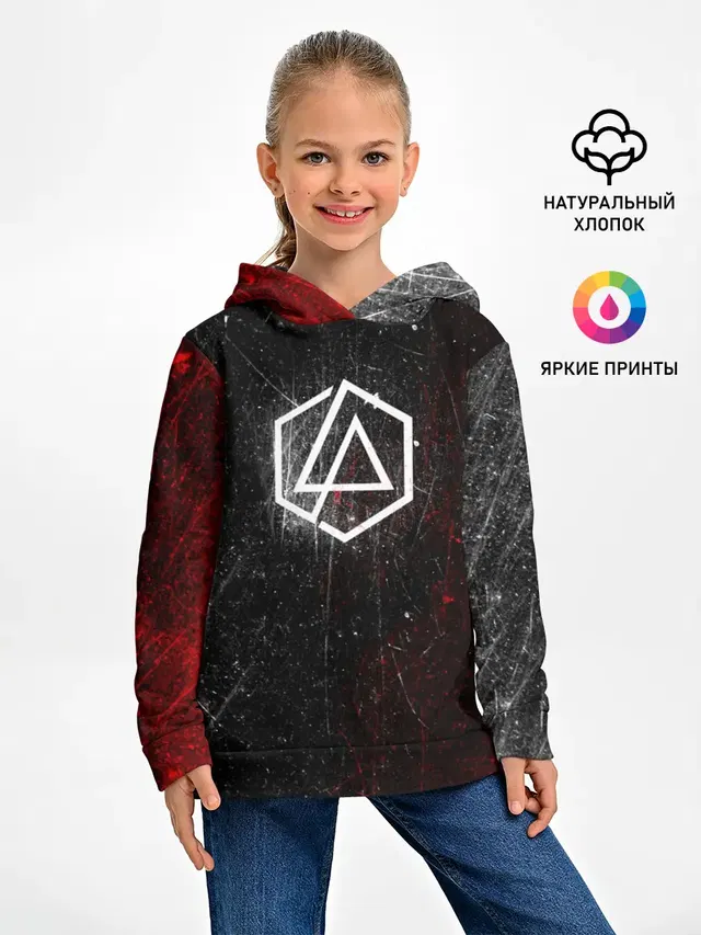 Детское худи с принтом «Hexagon — Linkin Park Logo»