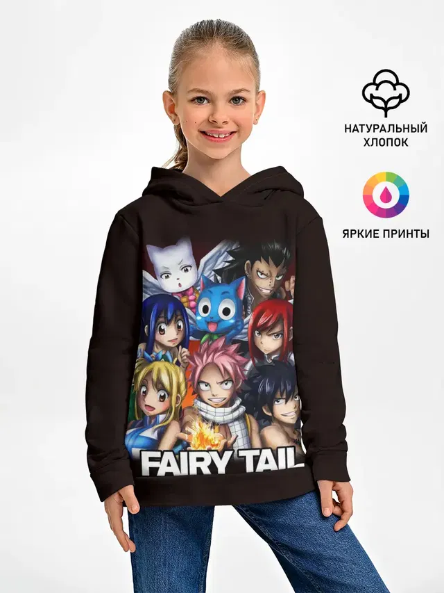 Детское худи с принтом «Хвост Феи — Fairy Tail logo and heroes»