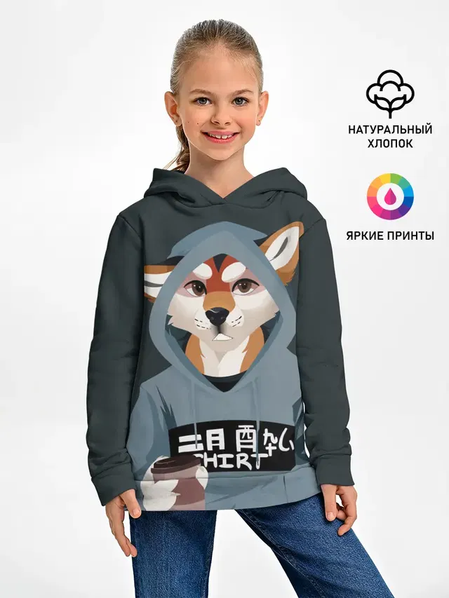 Детское худи с принтом «Лисы — Furry fox»