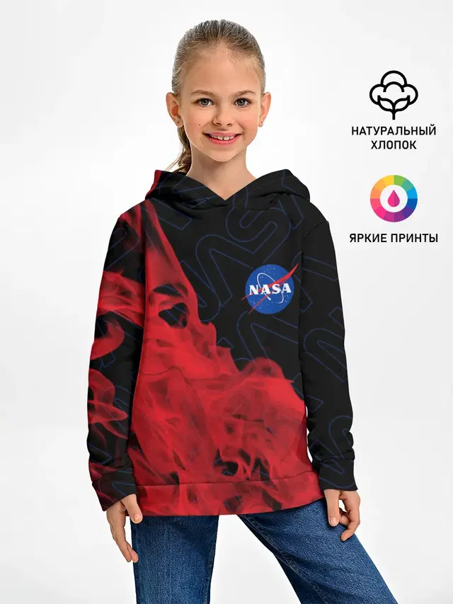 Детское худи с принтом «Модные — NASA — НАСА»