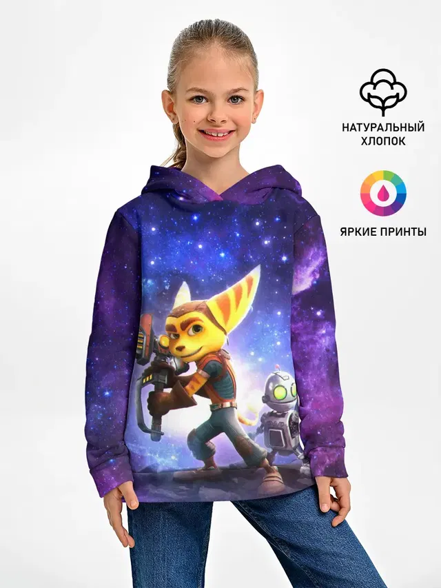 Детское худи с принтом «Ratchet & Clank — Ratchet & Clank game»