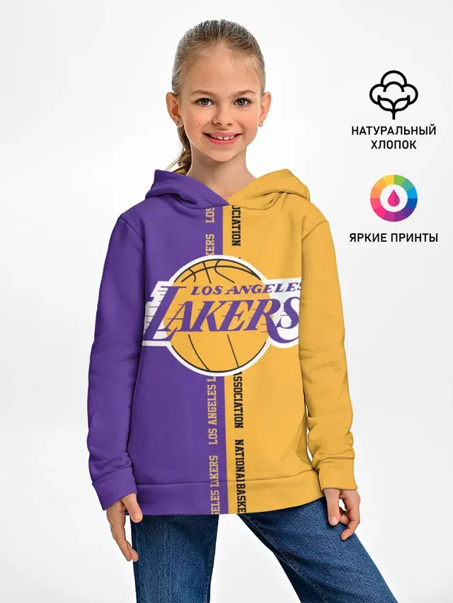 Детское худи с принтом «Лейкерс — Los angeles lakers. NBA»