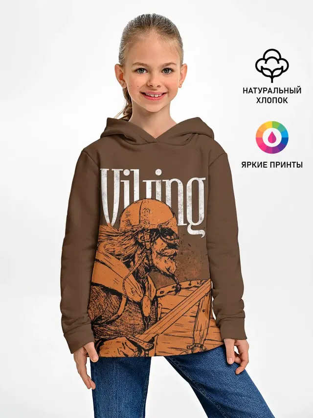 Детское худи с принтом «Valheim — Viking»