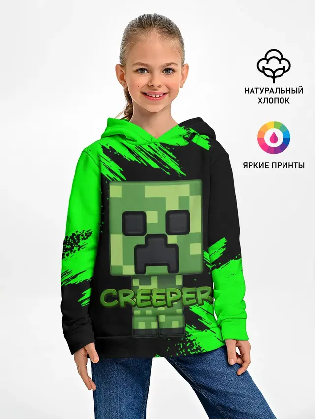 Детское худи с принтом «Майнкрафт — MINECRAFT CREEPER»