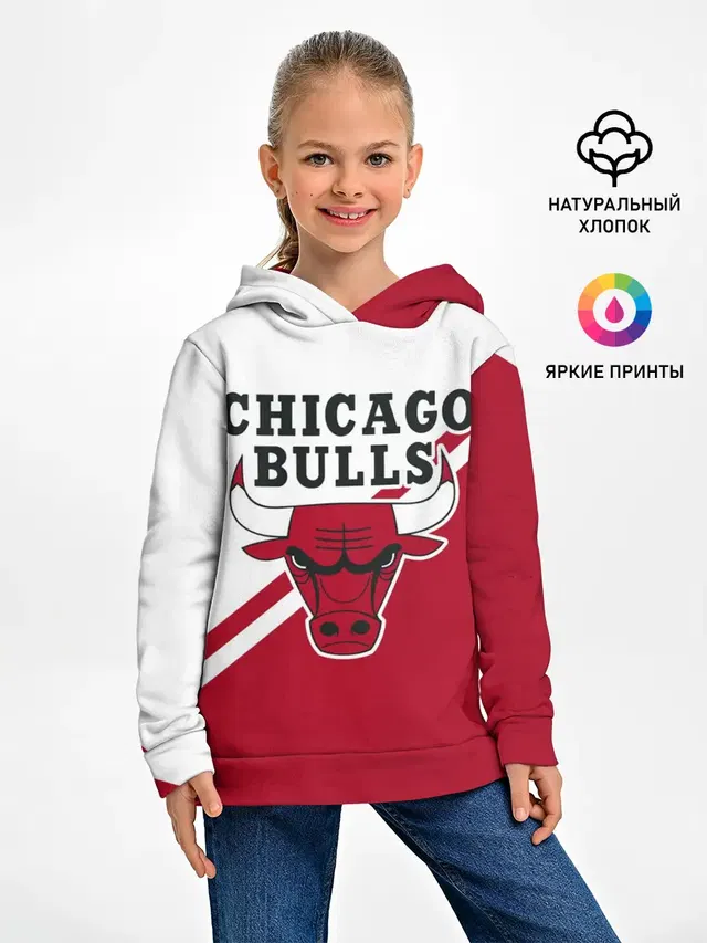 Детское худи с принтом «НБА — Chicago Bulls Red-White»