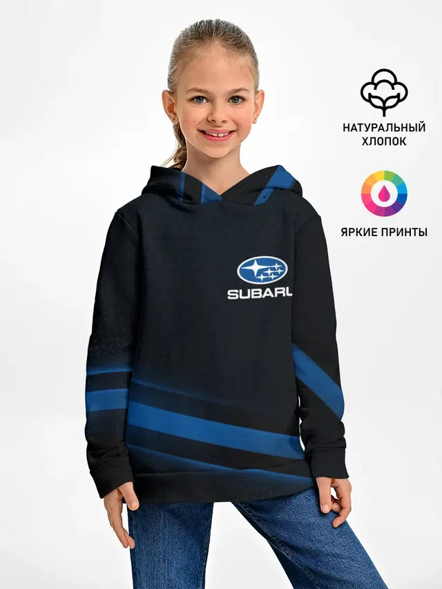 Детское худи с принтом «Subaru, sport style»
