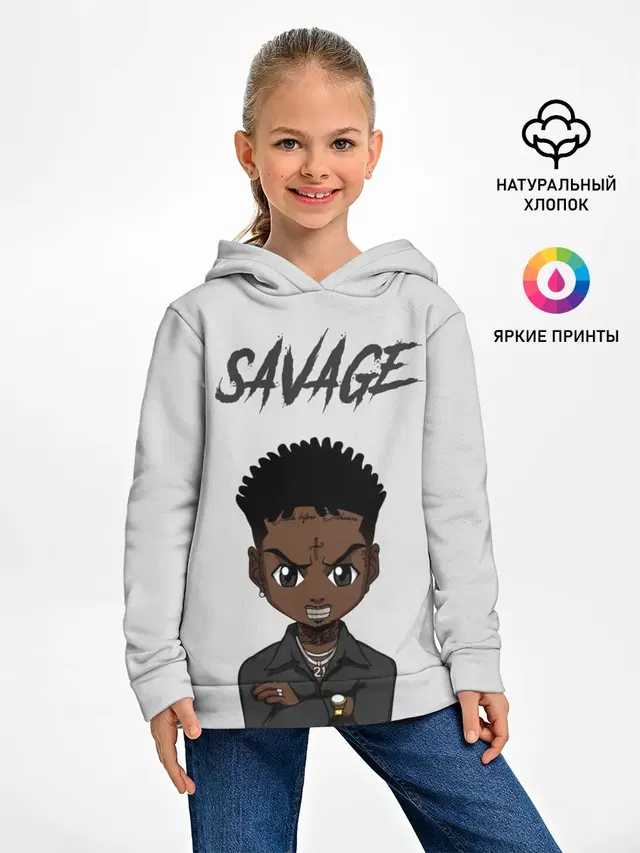Детское худи с принтом «Зарубежные — 21 Savage»