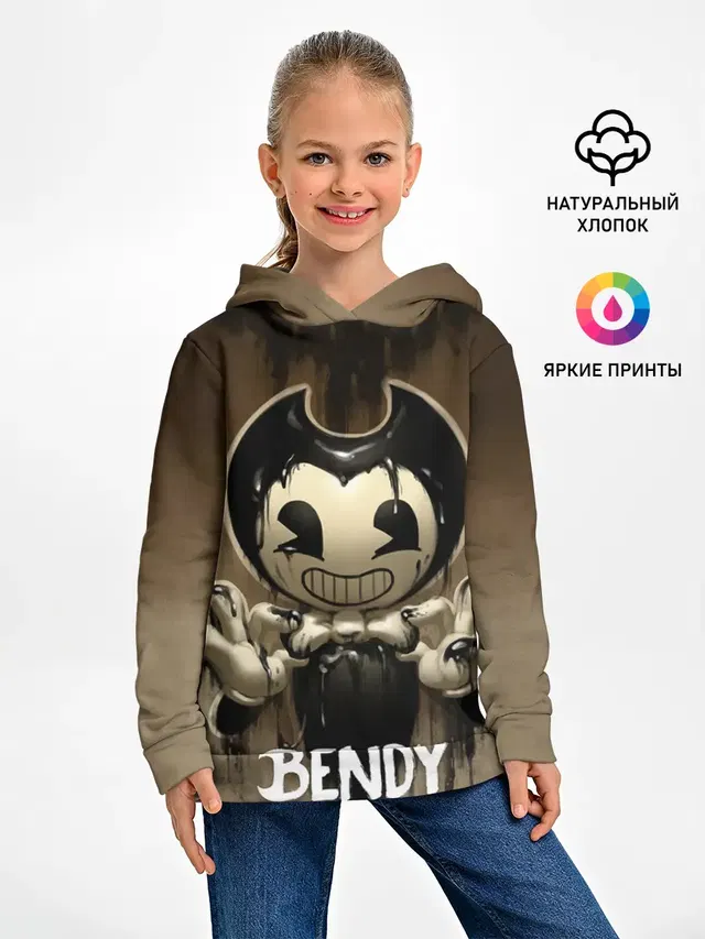 Детское худи с принтом «Bendy and the ink machine — Bendy»