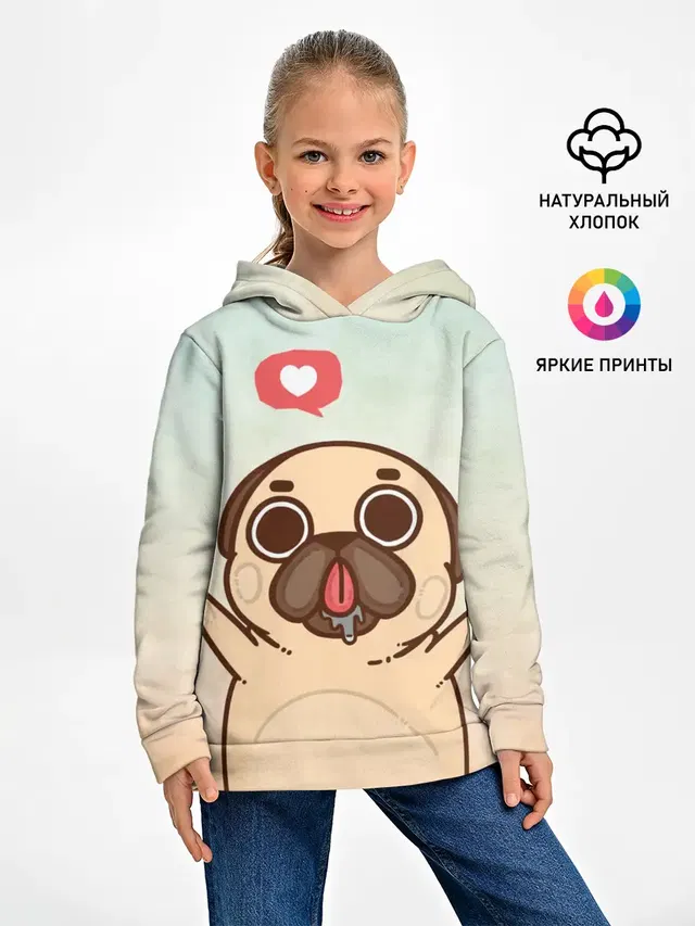 Детское худи с принтом «Puglie Pug Like»