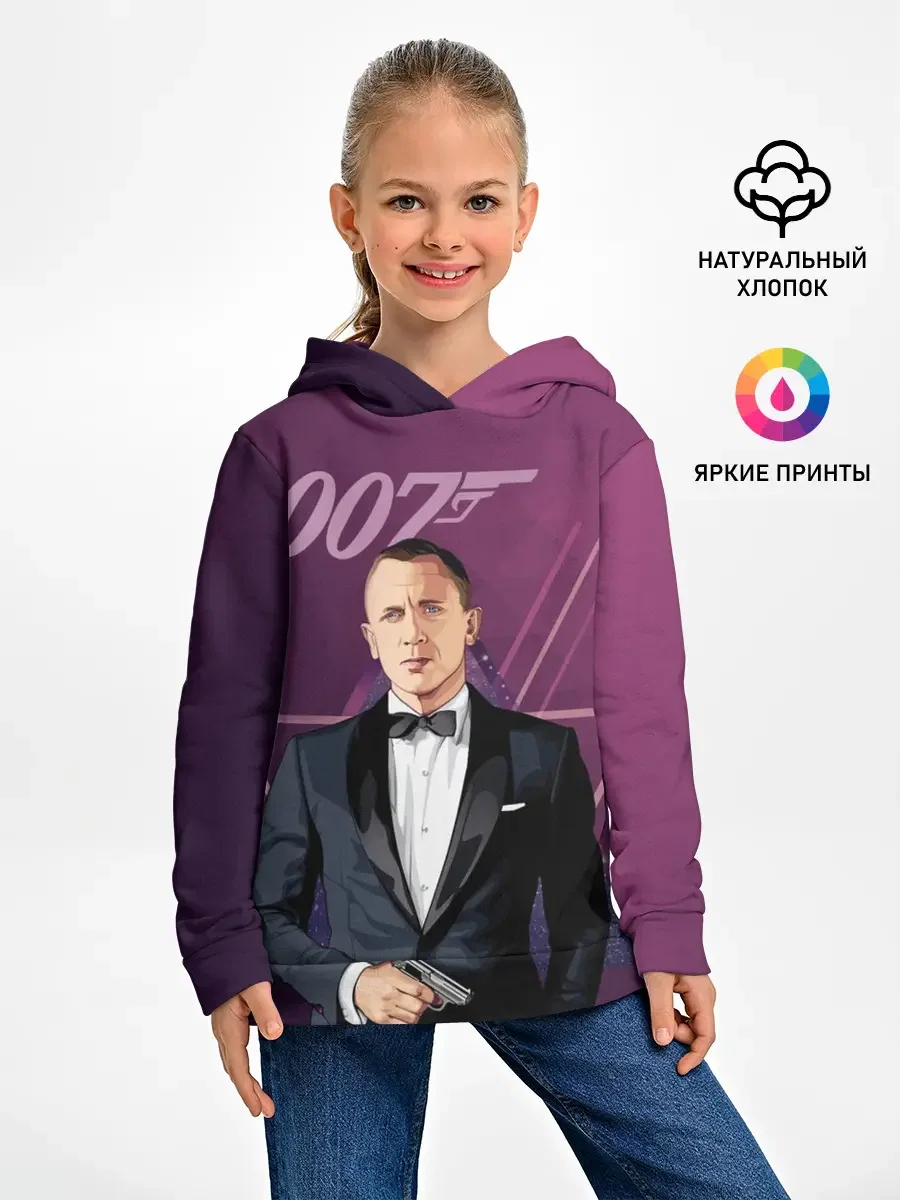 Детское хлопковое худи «агент 007 Джеймс Бонд» — мерч купить — принт крупно