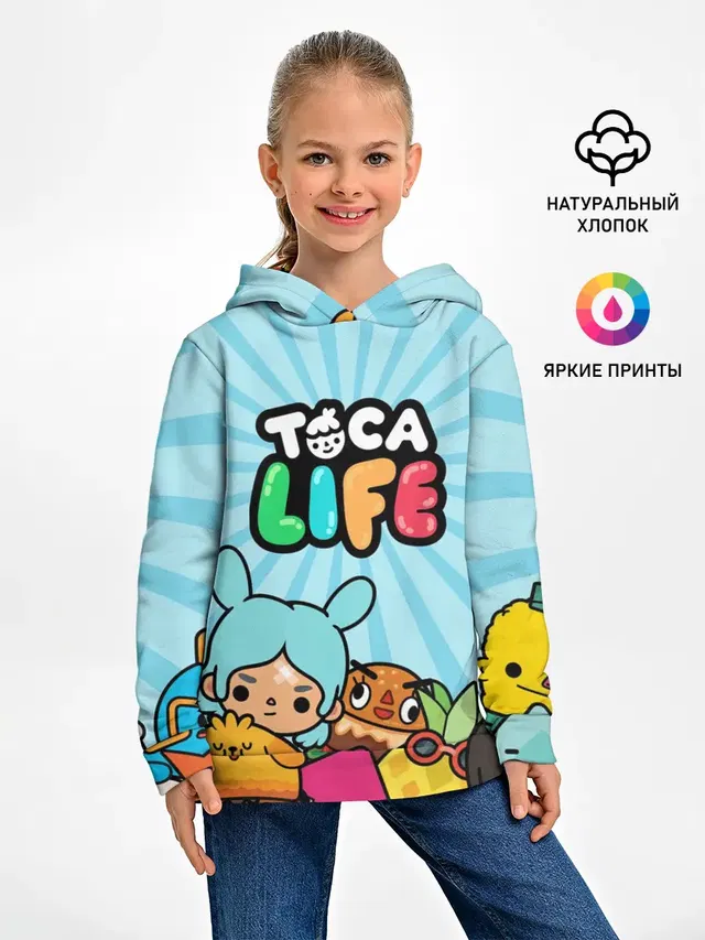 Детское худи с принтом «Toca Boca — Toca boca life»