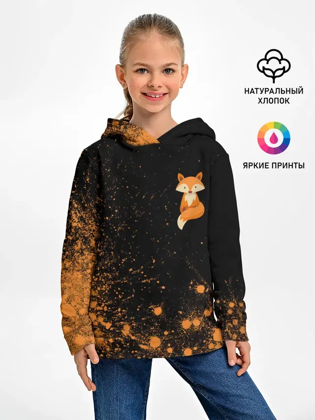 Детское худи с принтом «Лисы — Foxy - Paint»