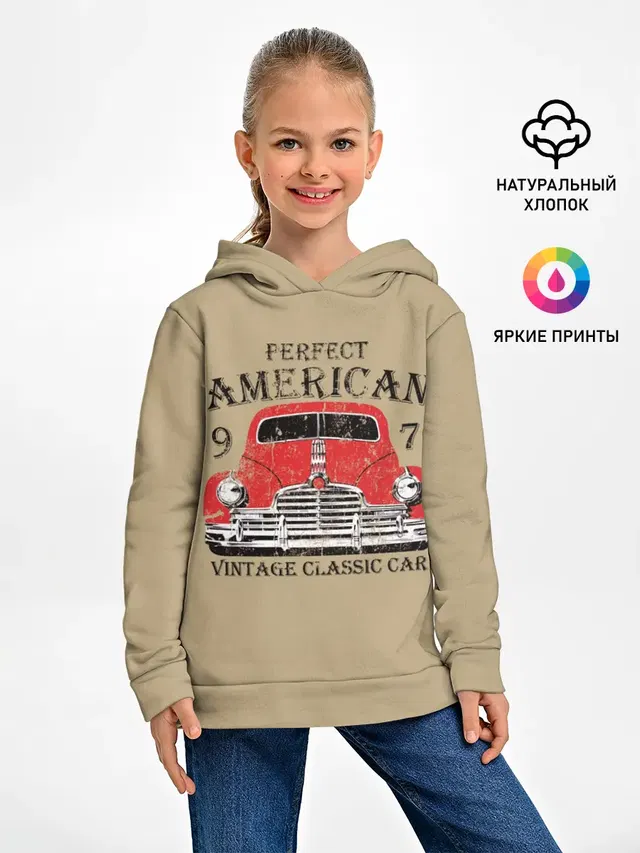 Детское худи с принтом «Retro — AMERICAN CAR»