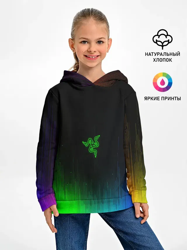 Детское худи с принтом «Игры — RAZER NEON»