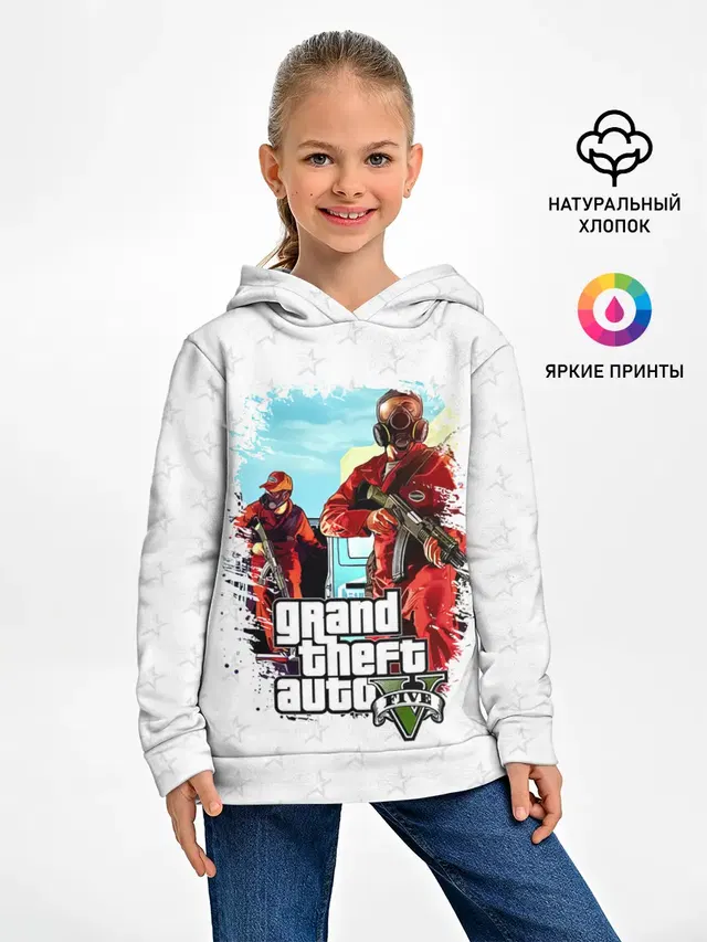 Детское худи с принтом «GTA — Grand Theft Auto ограбление»