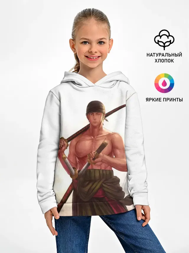 Детское худи с принтом «Ван Пис — One Piece - Zoro»