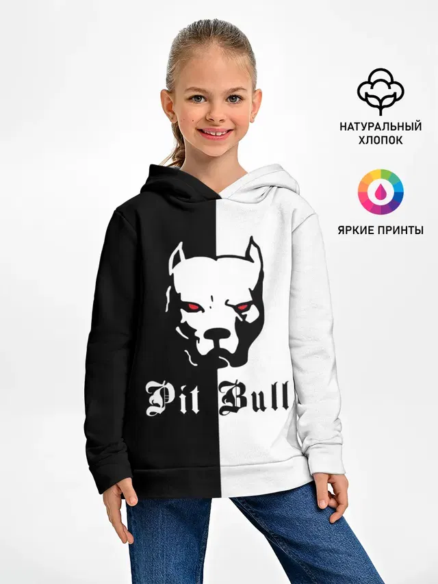 Детское худи с принтом «Разные звери — Pit Bull»