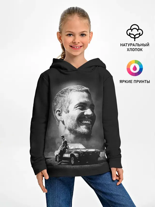 Детское худи с принтом «Разные автомобильные — Paul Walker»