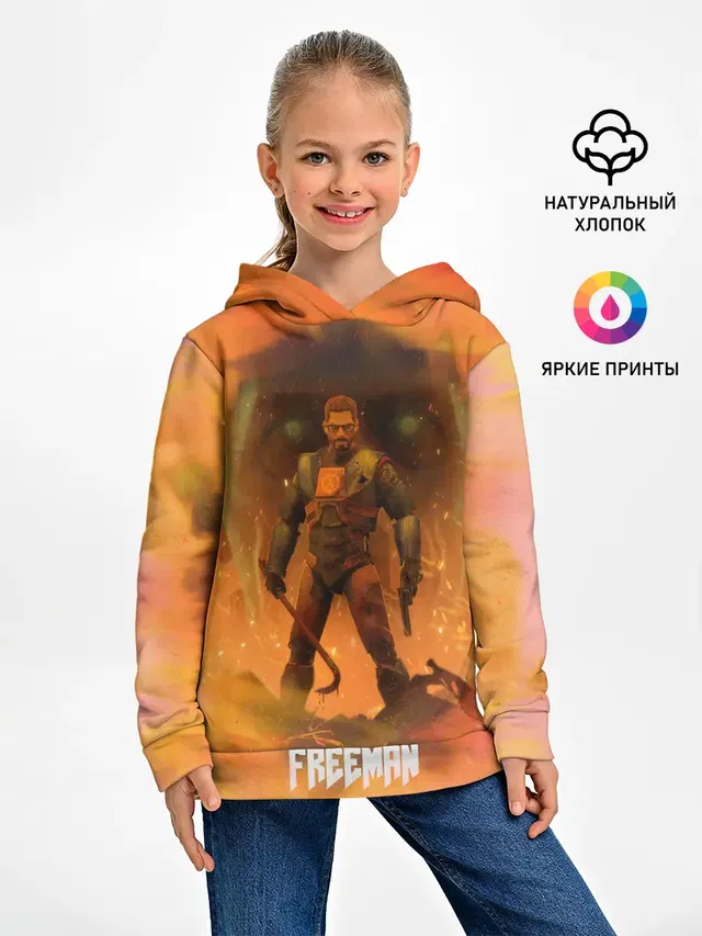 Детское худи с принтом «Freeman Gman Half-Life — FREEMAN — GMAN»
