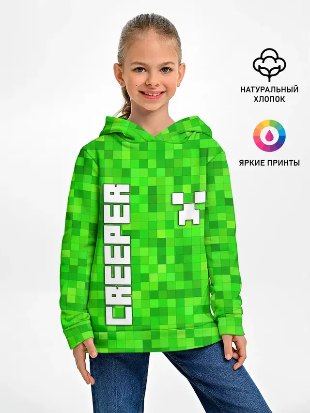 Детское худи с принтом «Майнкрафт — MINECRAFT CREEPER»