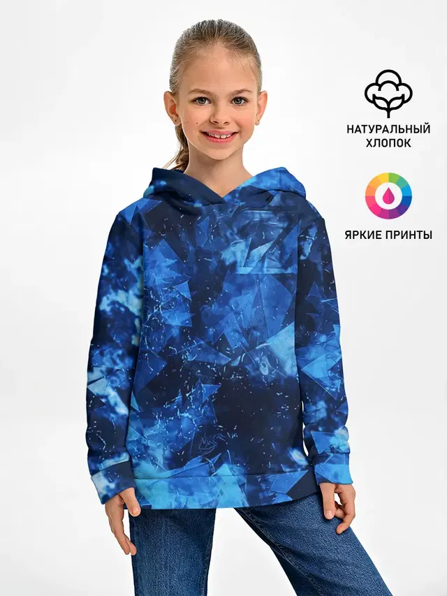 Детское худи с принтом «Другие — Blue Abstraction»
