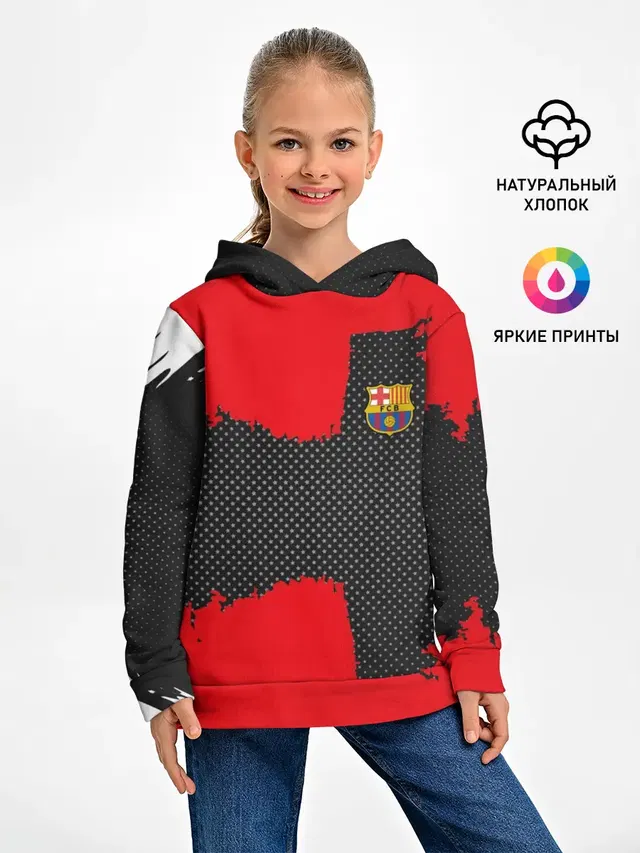 Детское худи с принтом «Барселона — BARCELONA SPORT RED»