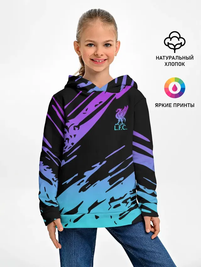 Детское худи с принтом «Black background — Liverpool F.C.»