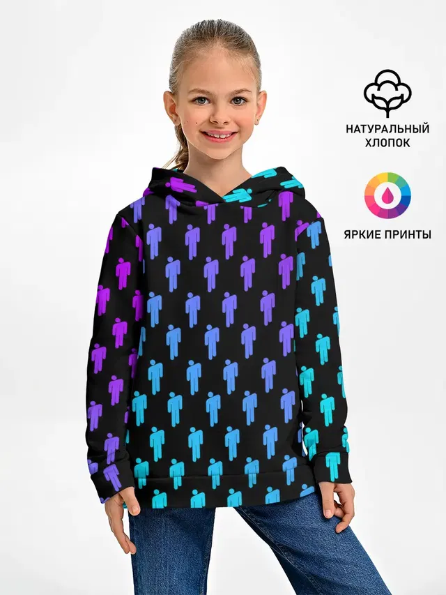 Детское худи с принтом «Billie Eilish — BILLIE EILISH PATTERN»