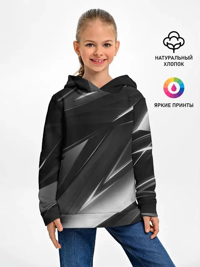 Детское худи с принтом «Геометрия — GEOMETRY STRIPES BLACK & WHITE»