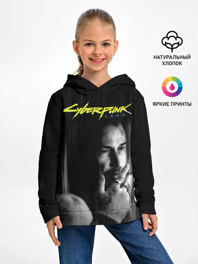 Детское худи с принтом «Cyberpunk 2077 — Джонни»