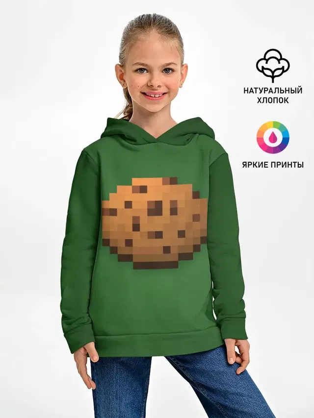 Детское худи с принтом «Майнкрафт — Minecraft Печенька»