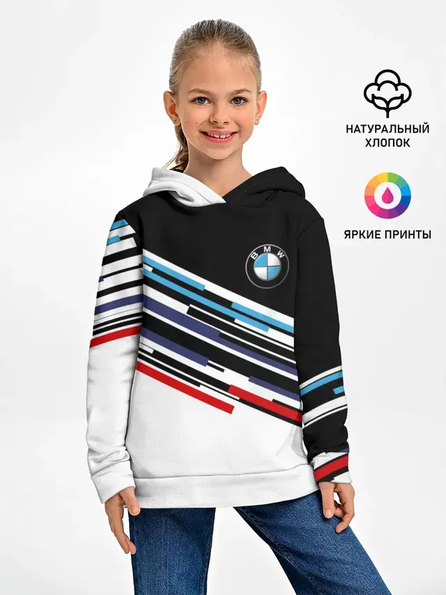 Детское худи с принтом «BMW — BMW BRAND COLOR»