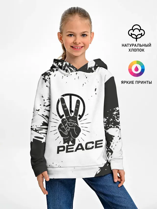 Детское худи с принтом «Хиппи — Peace — Мир»