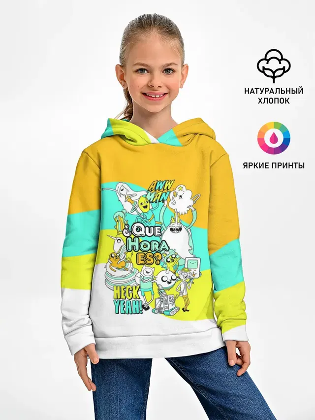 Детское худи с принтом «Время приключений — Adventure Time»