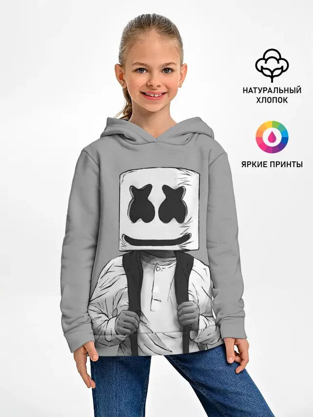 Детское худи с принтом «Marshmello — Electronic music»