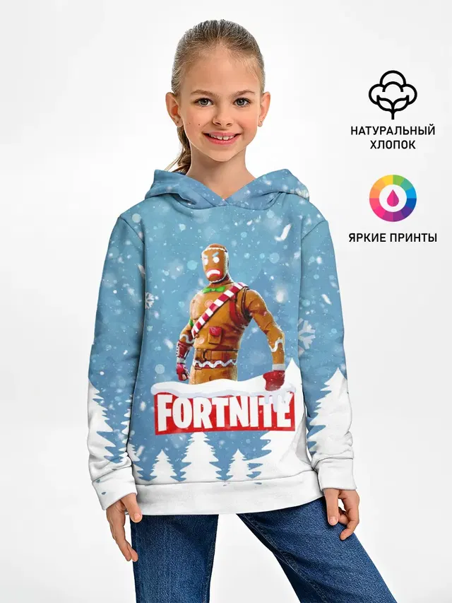 Детское худи с принтом «Фортнайт — Новогодний Fortnite»