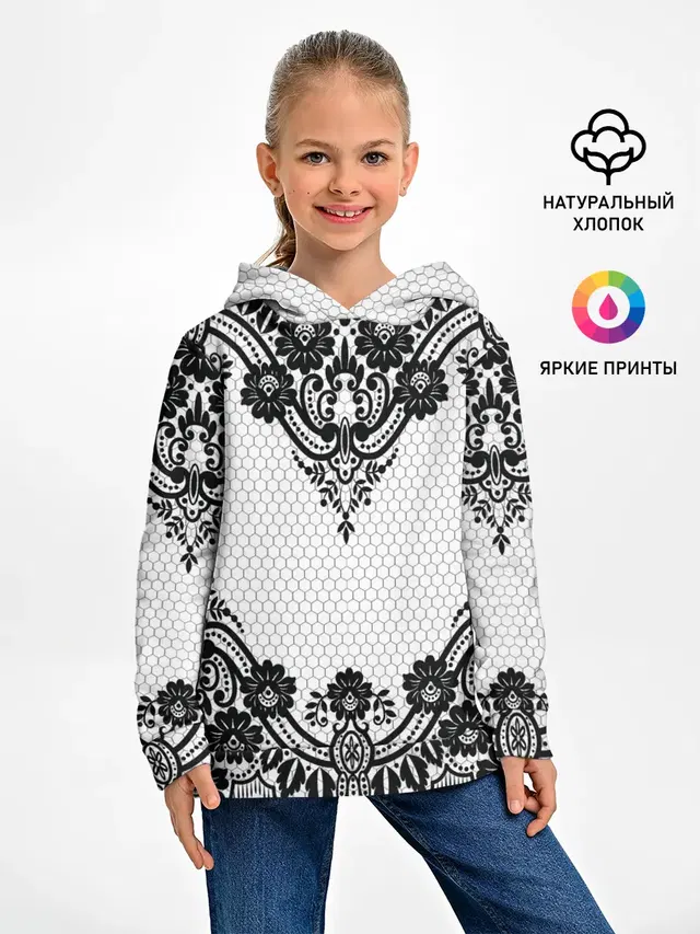 Детское худи с принтом «Кружева Weaving»