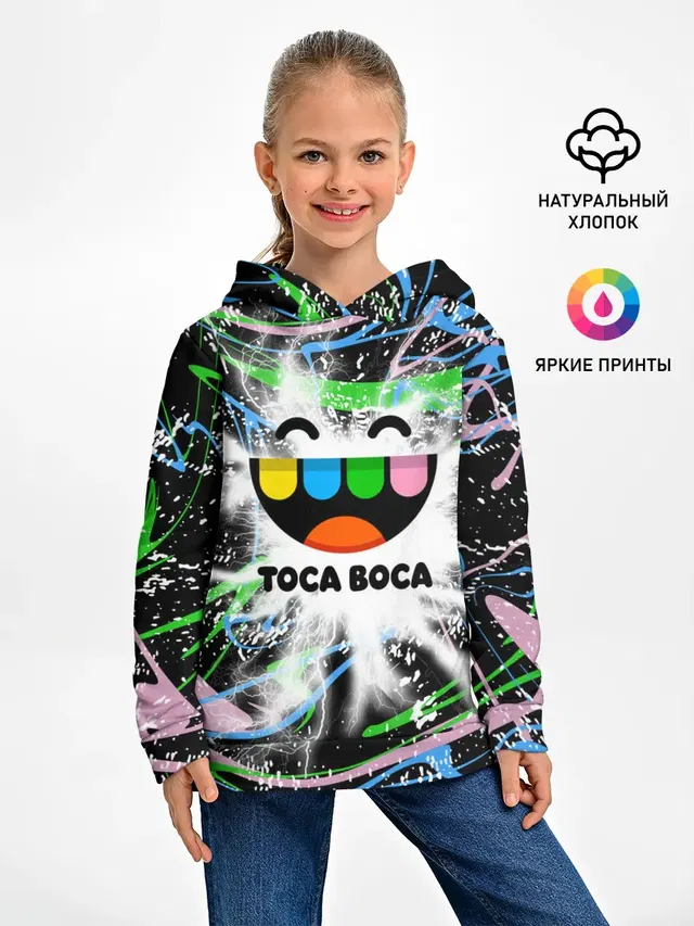 Детское худи с принтом «Toca Boca — Toca Boca: Весельчак.»