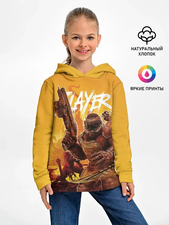 Детское худи с принтом «Дум — Doom Slayer»