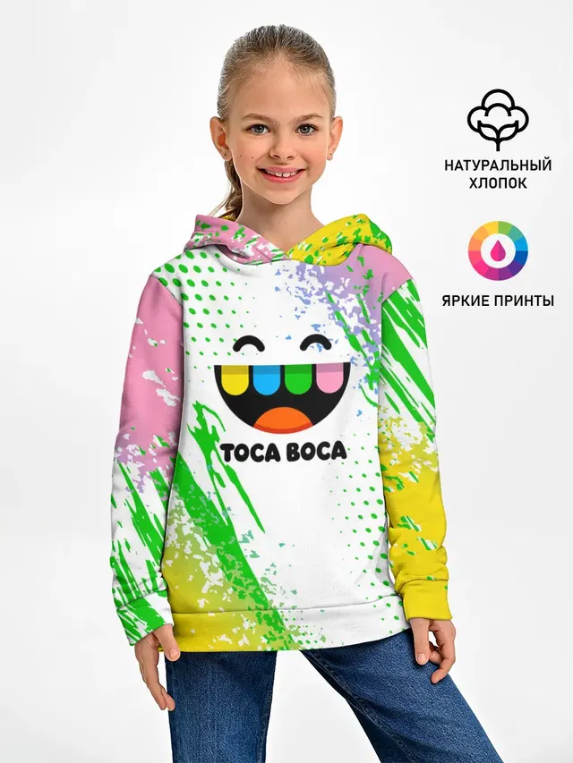Детское худи с принтом «Toca Boca — Toca Boca: Улыбашка.»