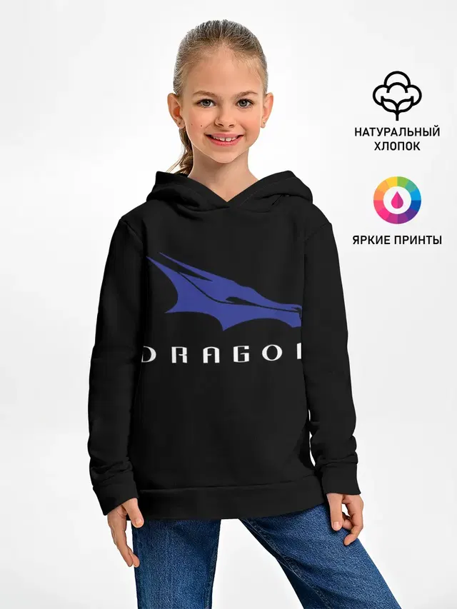 Детское худи с принтом «Астрономия, космос — Crew Dragon»